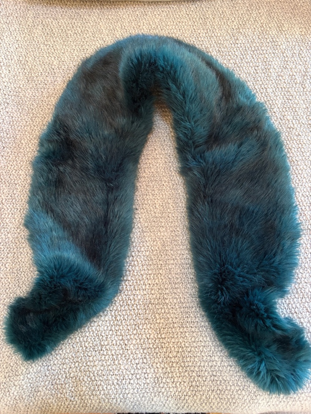 Anthropologie Teal Blue Faux Fur Wrap Scarf